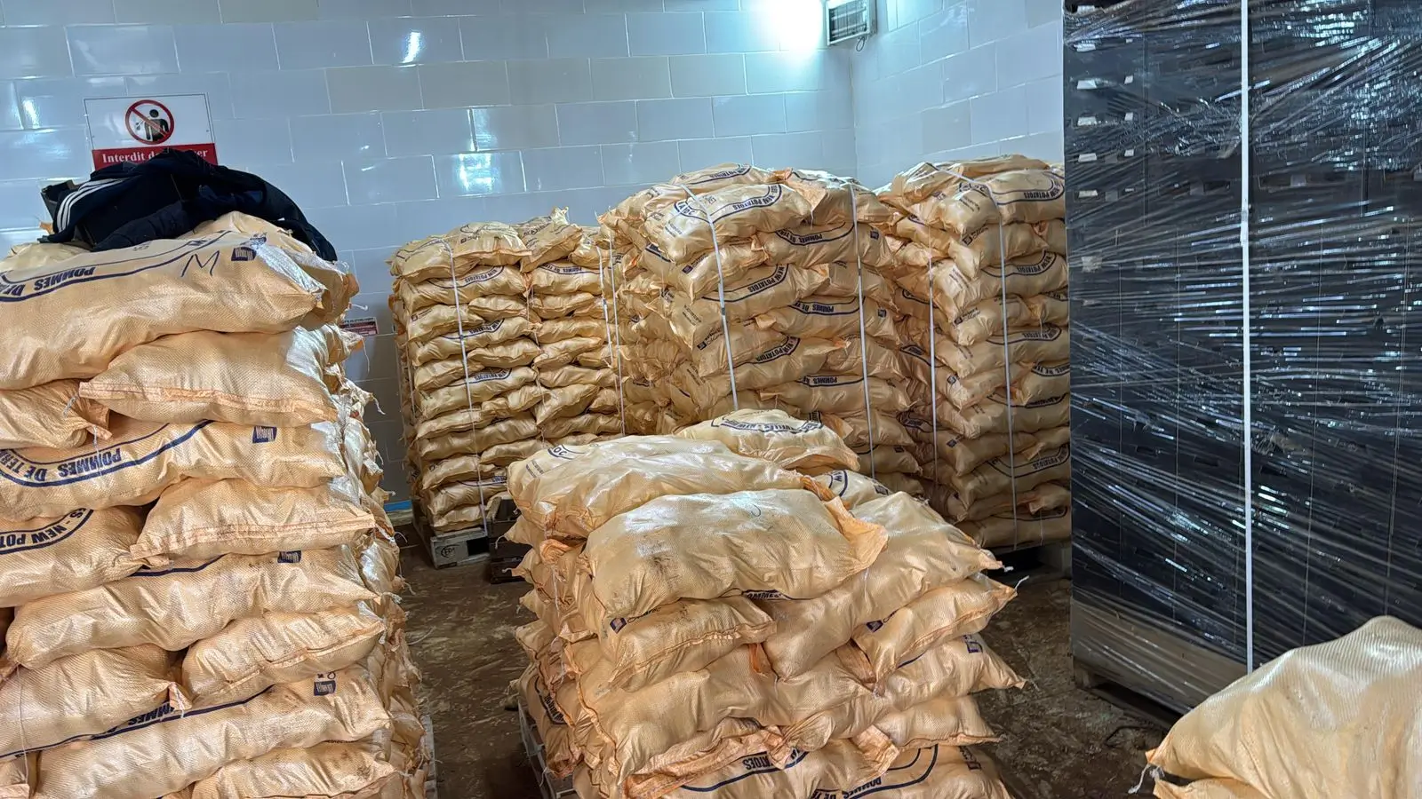 Fresh Potatoes - Large sacks in warehouse storage